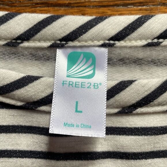 Free Country Free2b Long Sleeve Striped Sweatshirt Dress - Picture 2 of 6